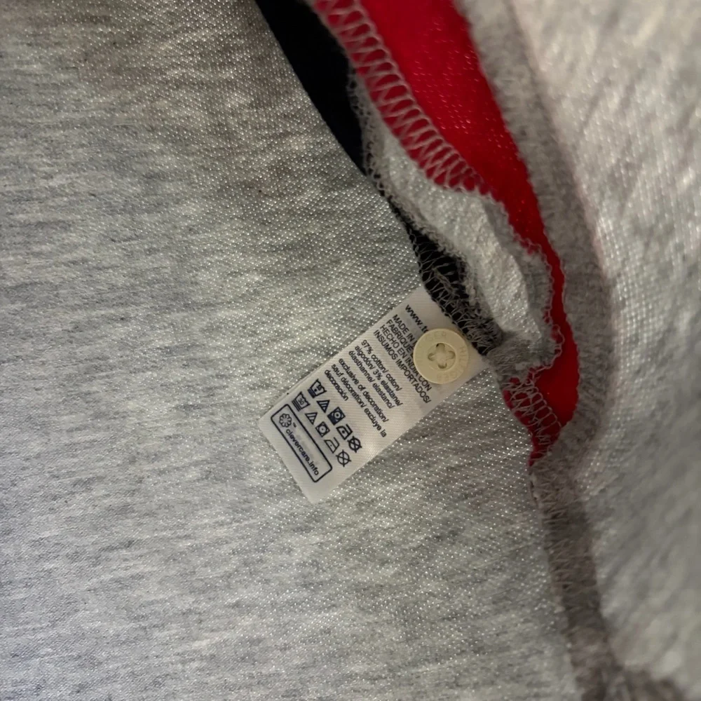 Tommy Hilfiger Gray Polo with Red and Navy Diagonal Stripes